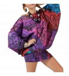Purple & Red Two-In-One Convertible Mini Dress