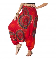 Red Arabesque Three-in-One Convertible Harem Pants