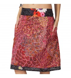 Red & Black Floral Midi Skirt