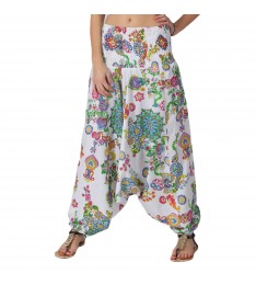 White Arabesque Three-In-One Convertible Harem Pants