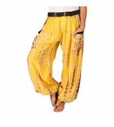 Yellow & Brown Tie-Dye Draw-String Harem Pants