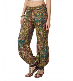 Yellow & Teal Abstract Harem Pants