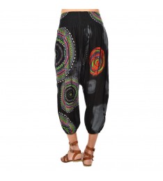 Black Geometric Harem Pants