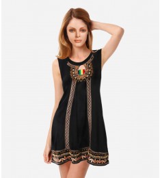 Black & Gold Embellished A-Line Dress
