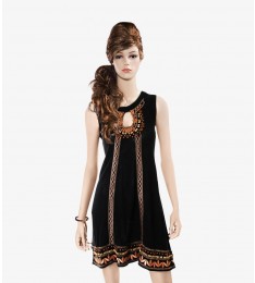 Black & Gold Embellished A-Line Dress