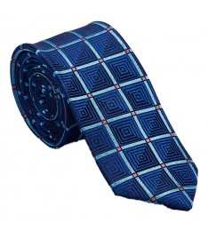 Navy & Light Blue Geometric Silk Tie