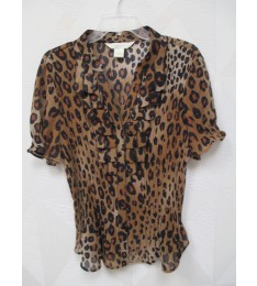 Pleated Chiffon Animal Print Top