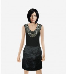 Nicole Miller Black Beaded Silk Cocktail