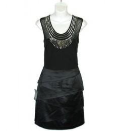 Black Beaded Silk Cocktail Dress