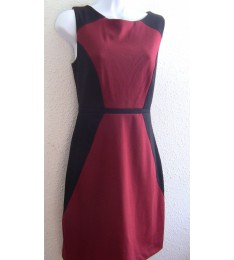 Brick Red & Black Ponte Knit Sheath Dress
