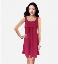 Casual Sunday Pink Crimson Color Dress