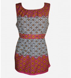 Multi Colored Geometric Silk Blend Top