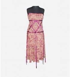 Paisley Silk Strapless Dress