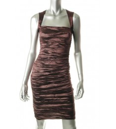 Brown Ruched Cocktail Dress