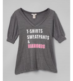 Gray 'Sweatpants & Diamonds' V-Neck Tee