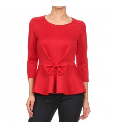 Red Bow Peplum Top