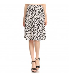 White & Black Dot Midi Skirt 