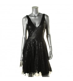 Black Mesh Sequins Dress