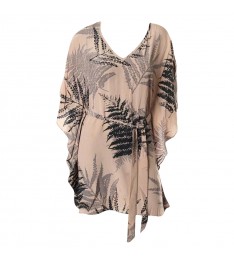 Brown Floral Printed Silk Dress