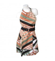 Tawny Orange/Multicolor Halter Dress