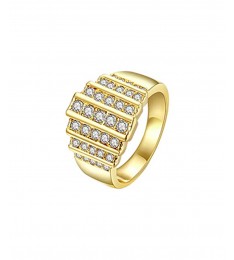 Cubic Zirconia & Gold Multi-Lined Ring  