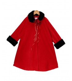 Red Rose Faux Fur Swing Coat