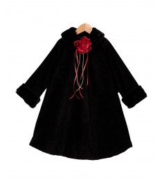 Black Rose Faux Fur Swing Coat
