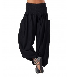 Black Ruched Pocket Harem Pants