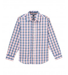 Bright Orange Plaid Button-Up