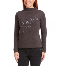Charcoal Floral Wool-Blend Pullover