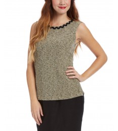 Olive & Black Bouclé Sleeveless Top
