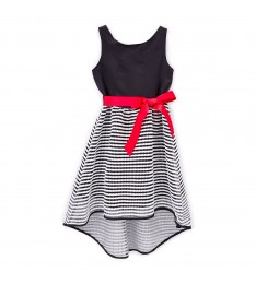 Black & Red Mesh Bow-Accent Dress - Girls