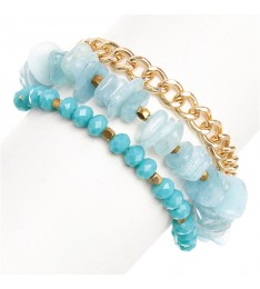 Blue Crystal & Leather Bracelet