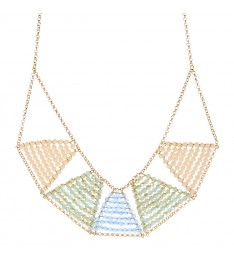 Pink Crystal & Goldtone Triangle Statement Necklace