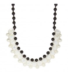White Crystal & Faux Pearl Statement Necklace
