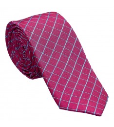 Pink & Light Blue Windowpane Silk Tie