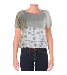 Gray Floral Print Crop Top