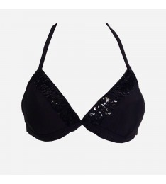  Black Sequin Bikini Top