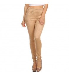 Khaki Fold-Over High-Waisted Leggings
