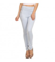 Light Blue Fold-Over High-Waisted Leggings