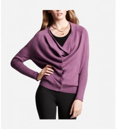 Purple Cowl Neck Long Sleeve Cardigan Sweater