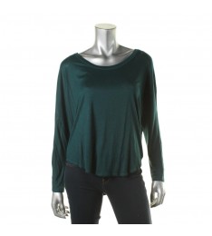 Green Slub Scoop Neck Shirt