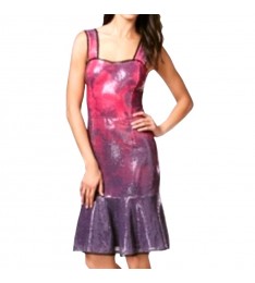 Purple Peplum Hem Sequins Pencil Dress