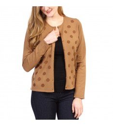 Camel Polka Dot Button-Up Cardigan