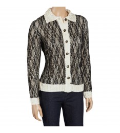 Ivory & Black Lace Pucker Button-Up