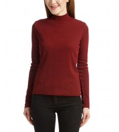 New Berry Wool-Blend Mock Neck Top