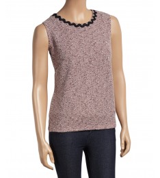 Pink & Black Boucle Sleeveless Top
