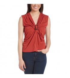 Russet Buckle V-Neck Tank Top