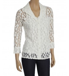 White Circle Button-Up Jacket & Tank Set