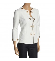 White Grommet Linen-Blend Jacket